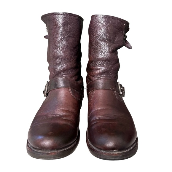 Frye | Brown Leather Veronica Short Slouch Boots Size 9 - Picture 6 of 16